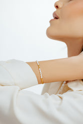CHARLIE SLIM LINK AND RICE PEARL BRACELET
